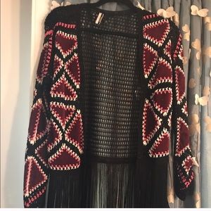 Topshop Patchwork Fringe Cardigan